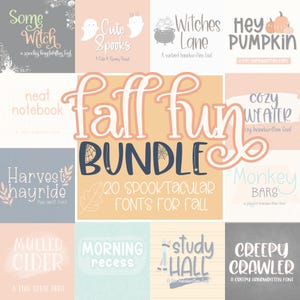 Lot de polices manuscrites automne pour Cricut, écriture Halloween pour notes, procréer des polices SVG, polices de la rentrée