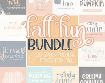 Fall Handwritten Font Bundle for Cricut,  Halloween Handwriting for Goodnotes, Procreate SVGs, Back-to-School Fonts