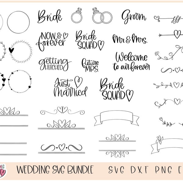 Wedding Welcome Sign SVG Bundle, Rustic Boho Wreath SVG, Mr & Mrs SVG for Bridal Gifts, Bachelorette Shirts, Wedding Koozies