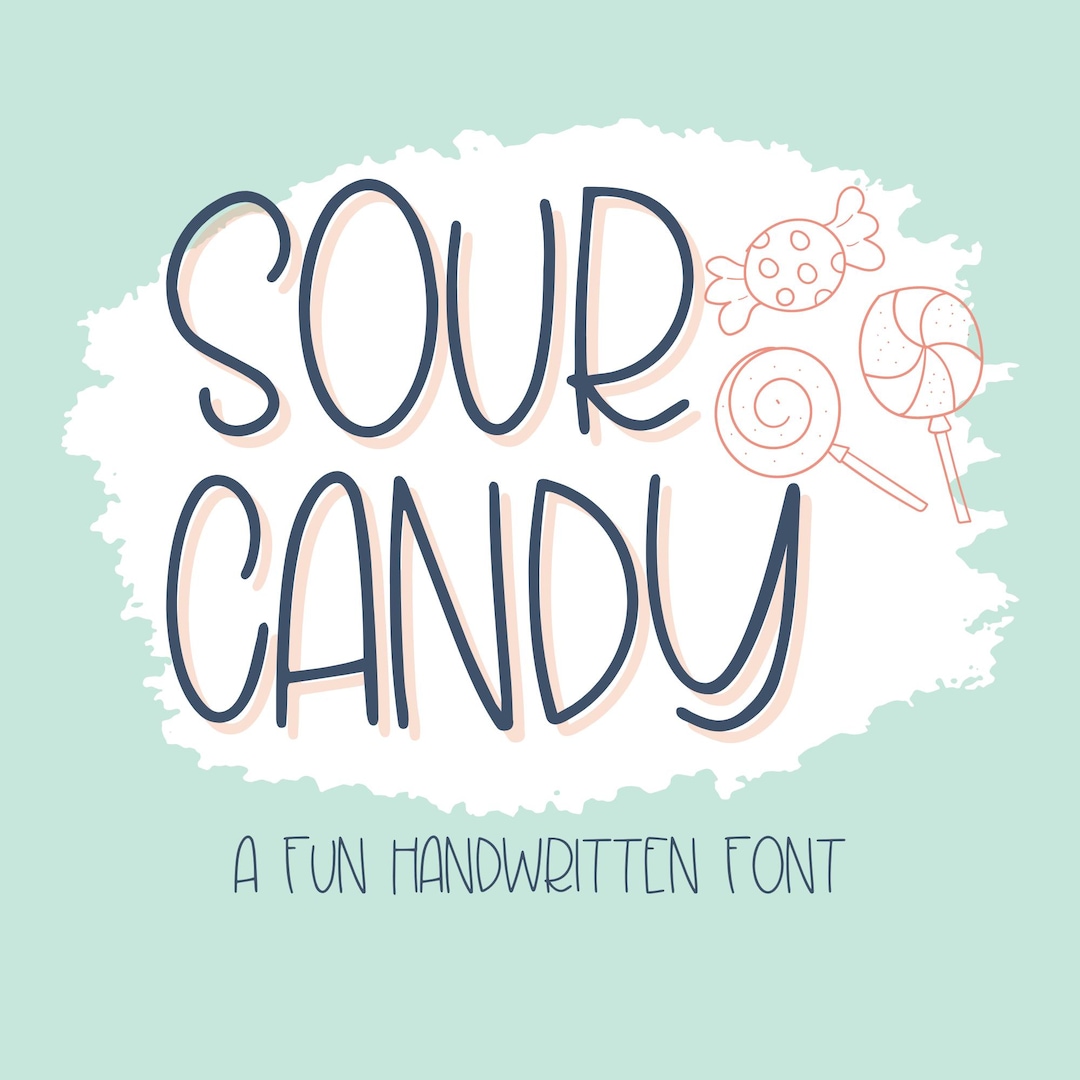 Candy Writing Font Sour Candy, Cute Handwritten Font for Cricut, Fun Handwriting for ...
