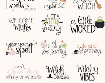Cute Witch Halloween SVG Bundle, Witch Please SVG Files for Cricut, Funny Halloween PNG for Tshirts, Sublimation, Decor, Stickers, & More