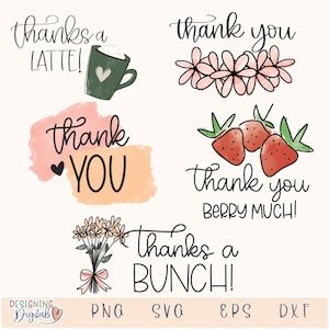 Danke Tags SVG Bundle, süße Danke SVG-Dateien für Cricut, Dankeschön, Business Aufkleber, Dankeschön Karten Business PNG Sublimation