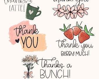 Thank You Tags SVG Bundle, Cute Thank you SVG files for Cricut, Thank you Note, Business Stickers, Thank you cards Business PNG Sublimation