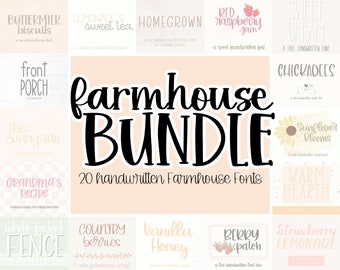 Farmhouse Handwritten Font Bundle, Cursive Fonts for Cricut, Cricut Fonts SVG Bundle