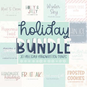 Handgeschriebenes Schriftarten-Bundle für Cricut, süße Weihnachts-Handschrift-Schriftarten für Goodnotes, Procreate, SVGs, niedliche kursive Schriftart für Cricut