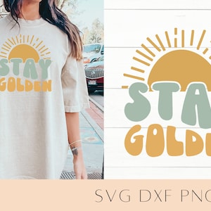 Verão retrô SVG, Fique dourado SVG, Sol SVG, Praia SVG, Olá verão SVG, Arquivos SVG retrô