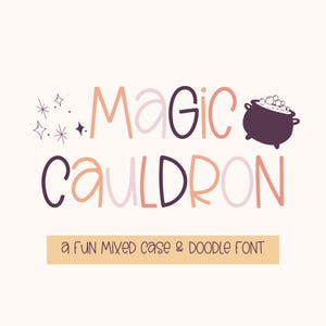 Caldero mágico, fuente manuscrita de Halloween, clipart y escritura a mano para Goodnotes, SVG de Procreate, fuente Dingbat de Halloween