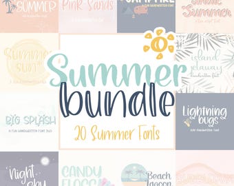 Summer Handwritten Font Bundle for Cricut, Cursive Handwriting Fonts, Cute Lettering for Goodnotes, Procreate, SVGs