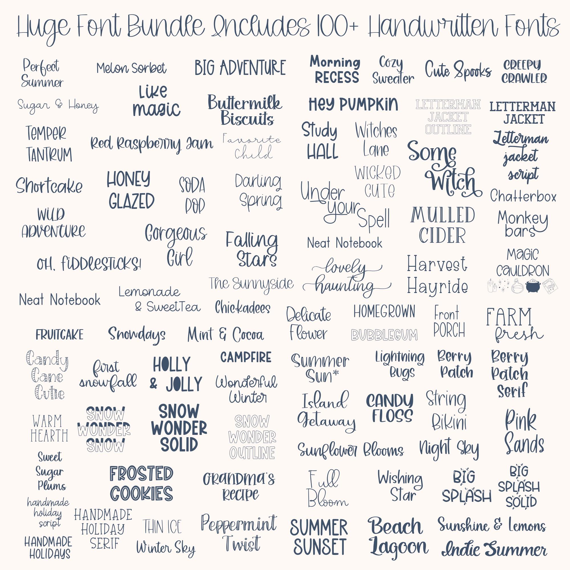 Huge Handwritten Font Bundle for Cricut, Cursive Handwriting Fonts ...