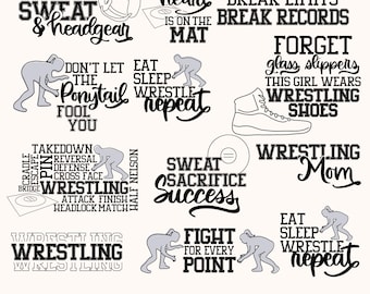 Paquete de diseños SVG de lucha libre: Mamá, entrenadora, lucha libre femenina (para Cricut, Silhouette, camisetas de lucha libre en formato SVG, PNG y DXF) (archivos digitales).