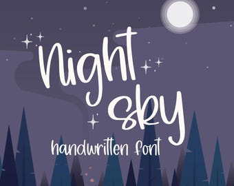 Night Sky, Cute Handwritten Font for Cricut, Cursive Handwriting for Goodnotes, Procreate, SVGs, Script Font