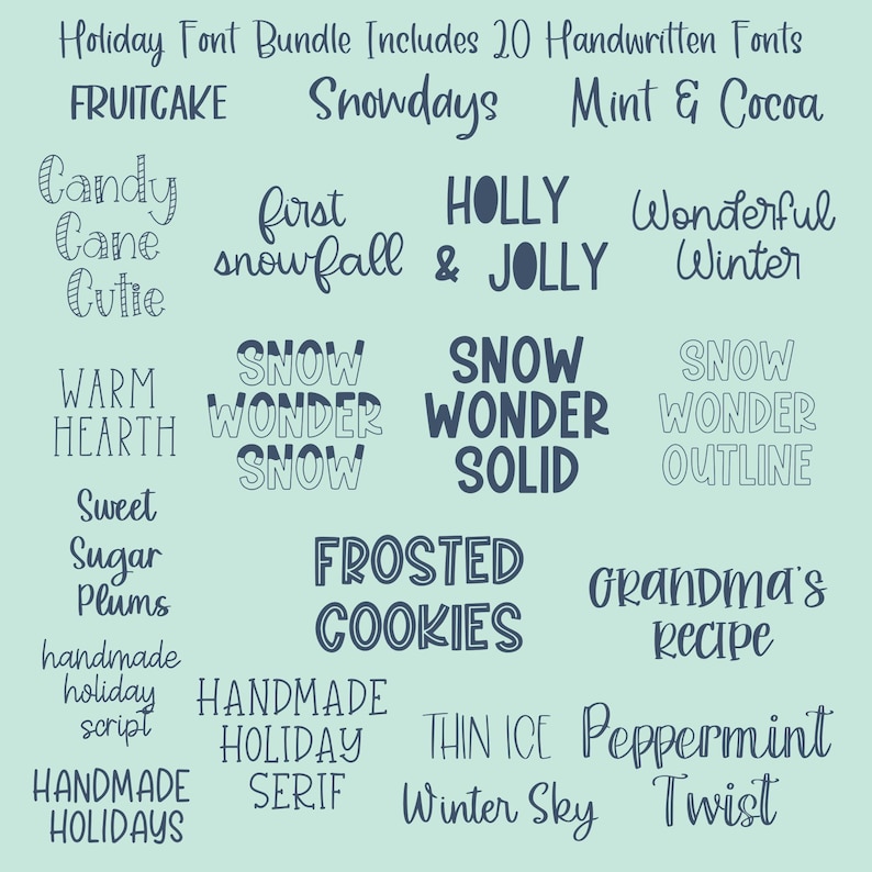 Holiday Handwritten Font Bundle for Cricut, Cute Christmas Handwriting ...