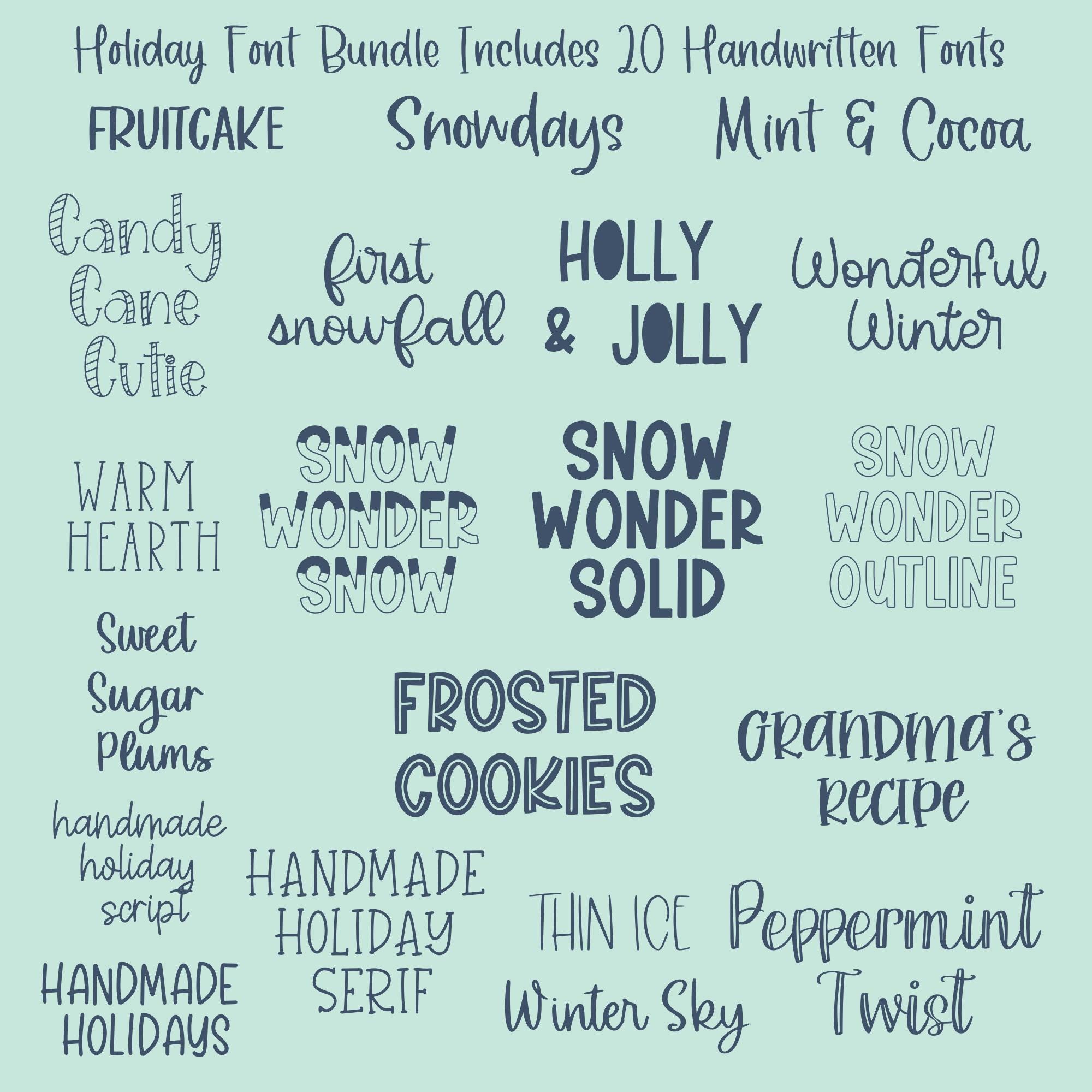 Holiday Handwritten Font Bundle for Cricut, Cute Christmas Handwriting ...
