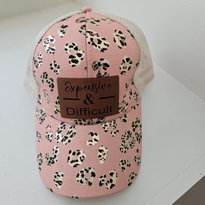 Expensive & Difficult, Women&#39;s Ponytail Hat, Trucker Hat, Leatherette Patch Hat