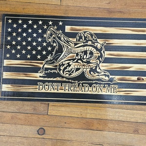 Don&#39;t Tread On Me, Newer Gadsden, Subdued, Wood Flag
