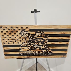 Don&#39;t Tread On Me, Newer Gadsden, Subdued, Wood Flag