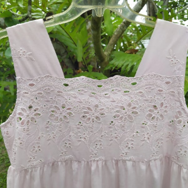 Petunia - Cotton, Mauvy/ Pink,  with cutwork embroidered border, Only 1 available in sizes AU6 to A12 - other options Pink & Blue