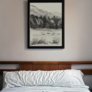Smoky Mountains Pencil Sketch Art Print: Cades Cove Landscape Bild 7