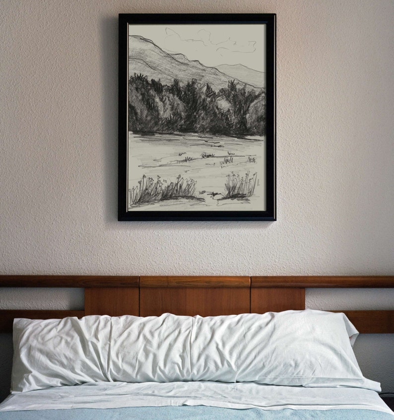 Smoky Mountains Pencil Sketch Art Print: Cades Cove Landscape Bild 7
