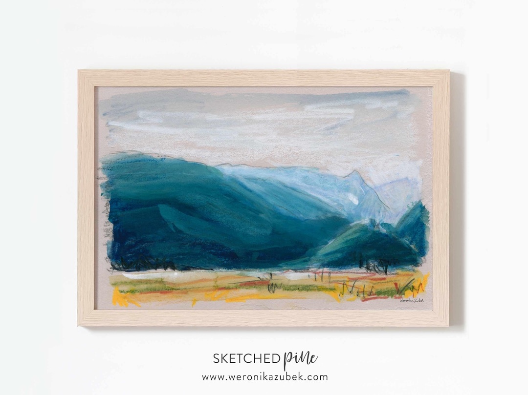 Estes Park Colorado Mountain Art Print Abstract Landscape Mixed Media ...