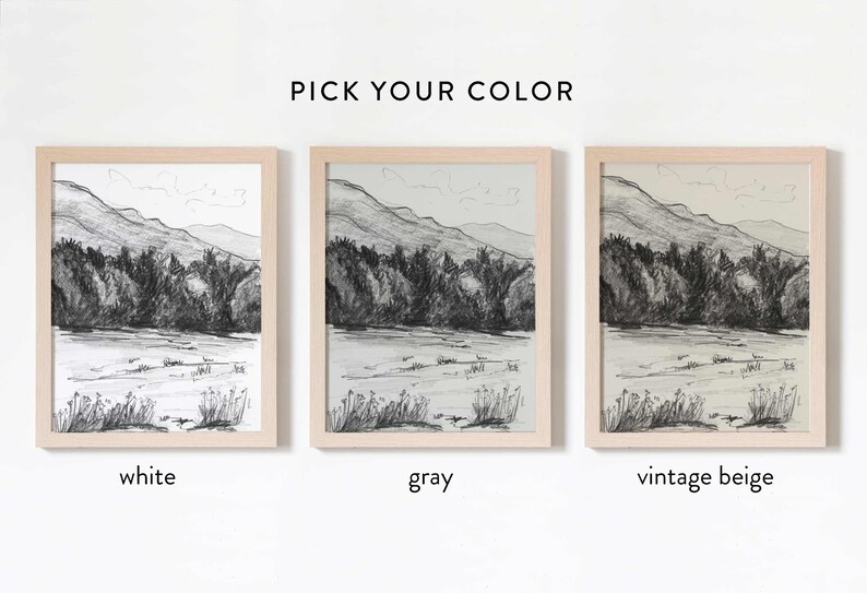 Smoky Mountains Pencil Sketch Art Print: Cades Cove Landscape Bild 4