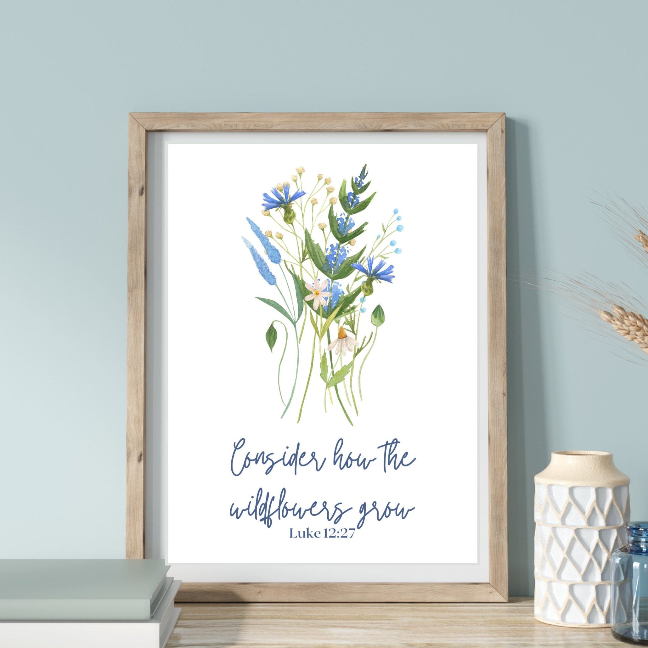 Bible Verse Art, WILDFLOWER Wall Decor, Christian Wall Art, Floral Wall ...
