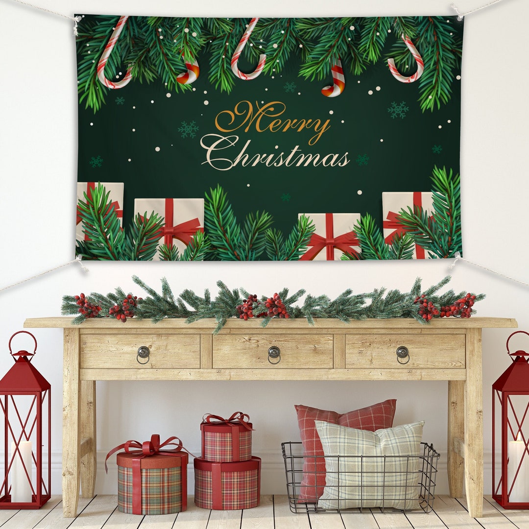 Personalized Christmas Banner Green Banner Christmas Etsy