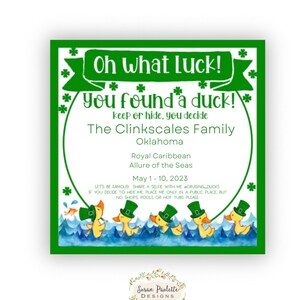 Cruising Duck Editable St Patricks Day Tags Digital Download Tags for