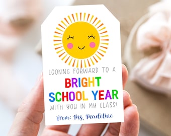 Back To School Tags, Bright School Year Welcome Back Gift Tag, BTS Meet the Teacher Open House Gift Tag, Editable Template Instant Download