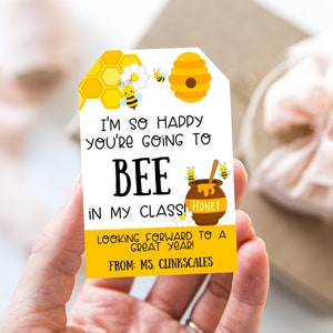 Terug naar school traktatie-tags, blij dat je naar de bij gaat in mijn klas, meet the Teacher open huis cadeaukaartje, bewerkbare sjabloon direct downloaden