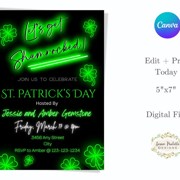St. Patrick’s Day Party Invitation Editable Template Instant Digital Download Evite St. Paddy’s Day Party Invitation Let’s Get Shamrocked