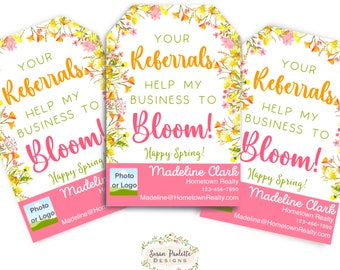Realtor Pop By Tags Your Referrals Help My Business to Bloom Realtor Spring Summer Marketing Referral Digital Download Canva Template