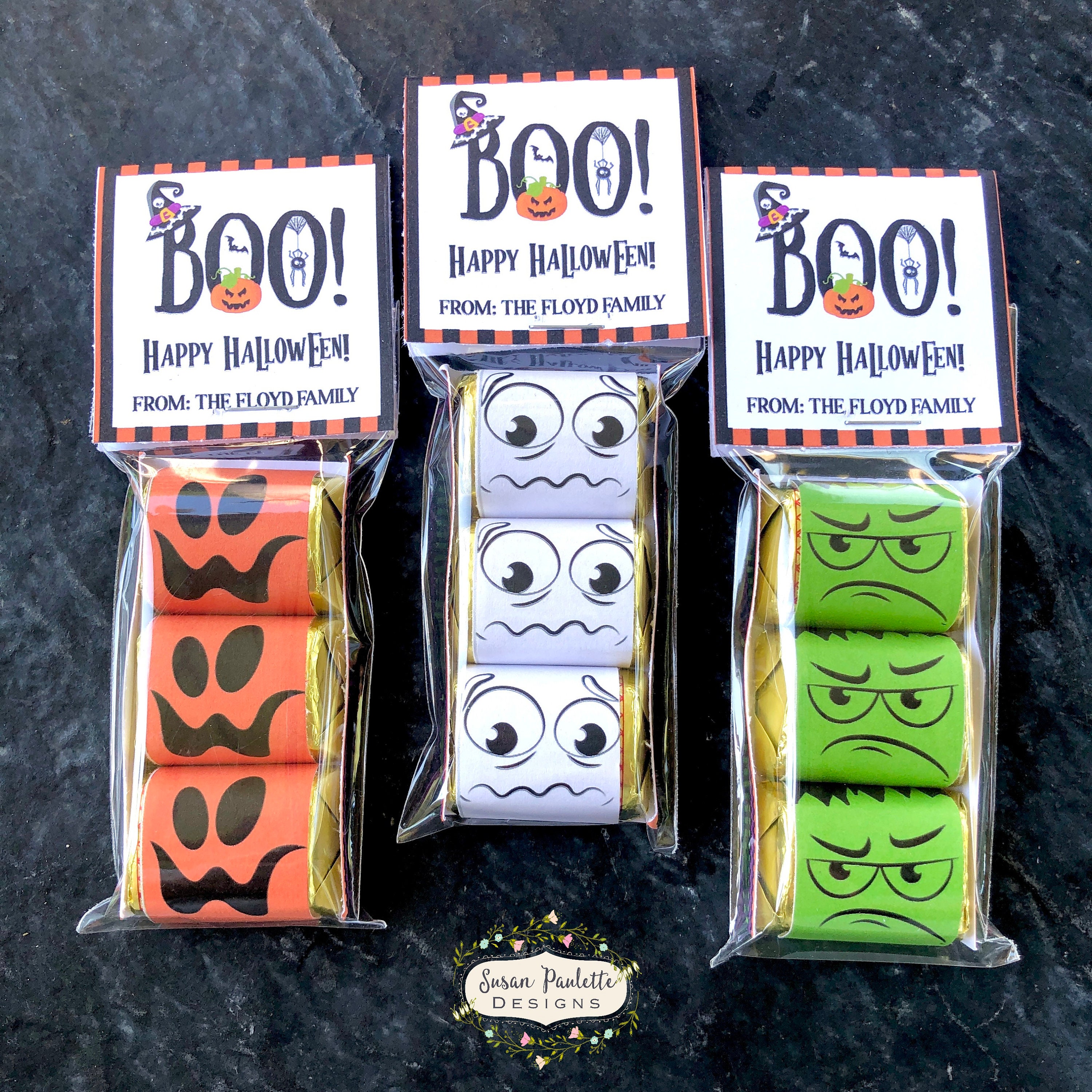 Halloween Candy Wrappers, Birthday Party Favor Nugget Gift Set, Monster Chocolate Wrapper Labels, Trick or Treat, Editable Canva Template