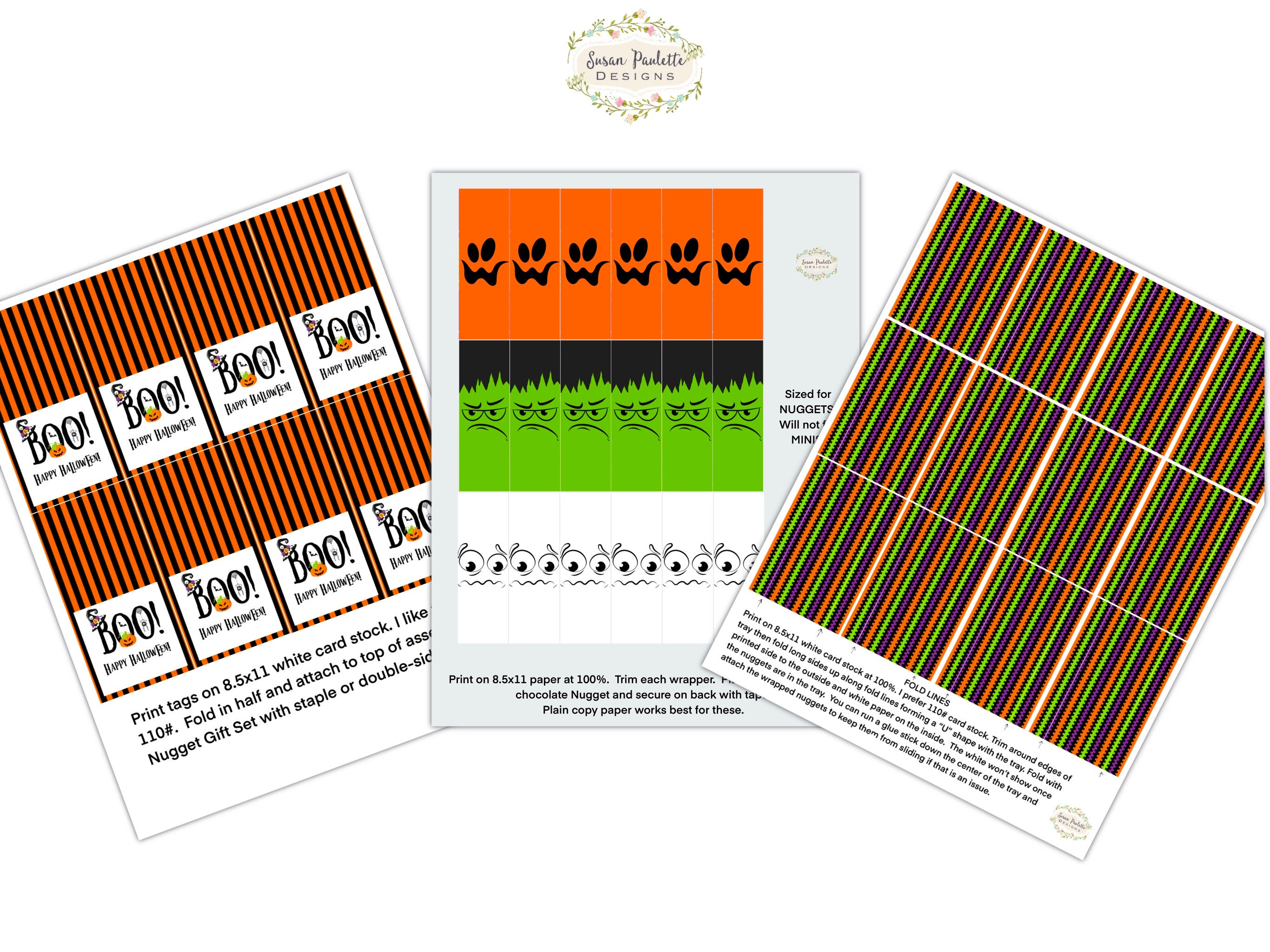 Halloween Candy Wrappers, Birthday Party Favor Nugget Gift Set, Monster Chocolate Wrapper Labels, Trick or Treat, Editable Canva Template