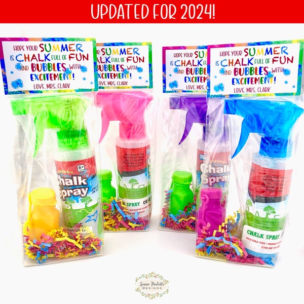End of School Party Favors for Kids Classroom, Summer Gifts for Students, Chalk and Bubbles Bulk Teacher Gifts for Last Day of School