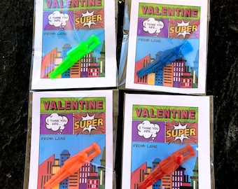 Valentines Party Favors, Stretchy Super Hero Shooters for Classroom, Teacher Bulk Valentines Gifts for Students, Non Candy Treat, Set of 4