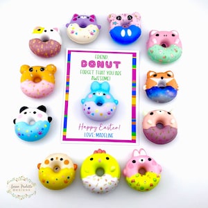 Easter Party Favors, Slow Rise Donut Squishy Toy for Classroom Gifts, Teacher Class Gift, Easter Basket Filler, Non Candy Treat, Set of 4