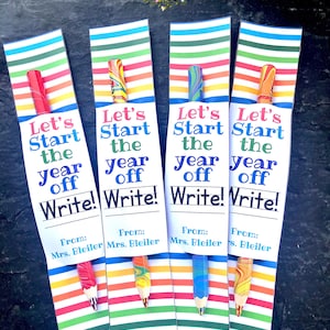 Back To School Pencil Tag, Let’s Start the Year off Write, Meet the Teacher Open House Welcome Back Pencil Gift Tag, Editable Canva Template