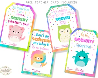 Etiquetas de San Valentín editables y blandas, tarjetas de San Valentín Mochi para imprimir y descargar, San Valentín sin alimentos, tarjeta para maestros gratis, plantilla Canva