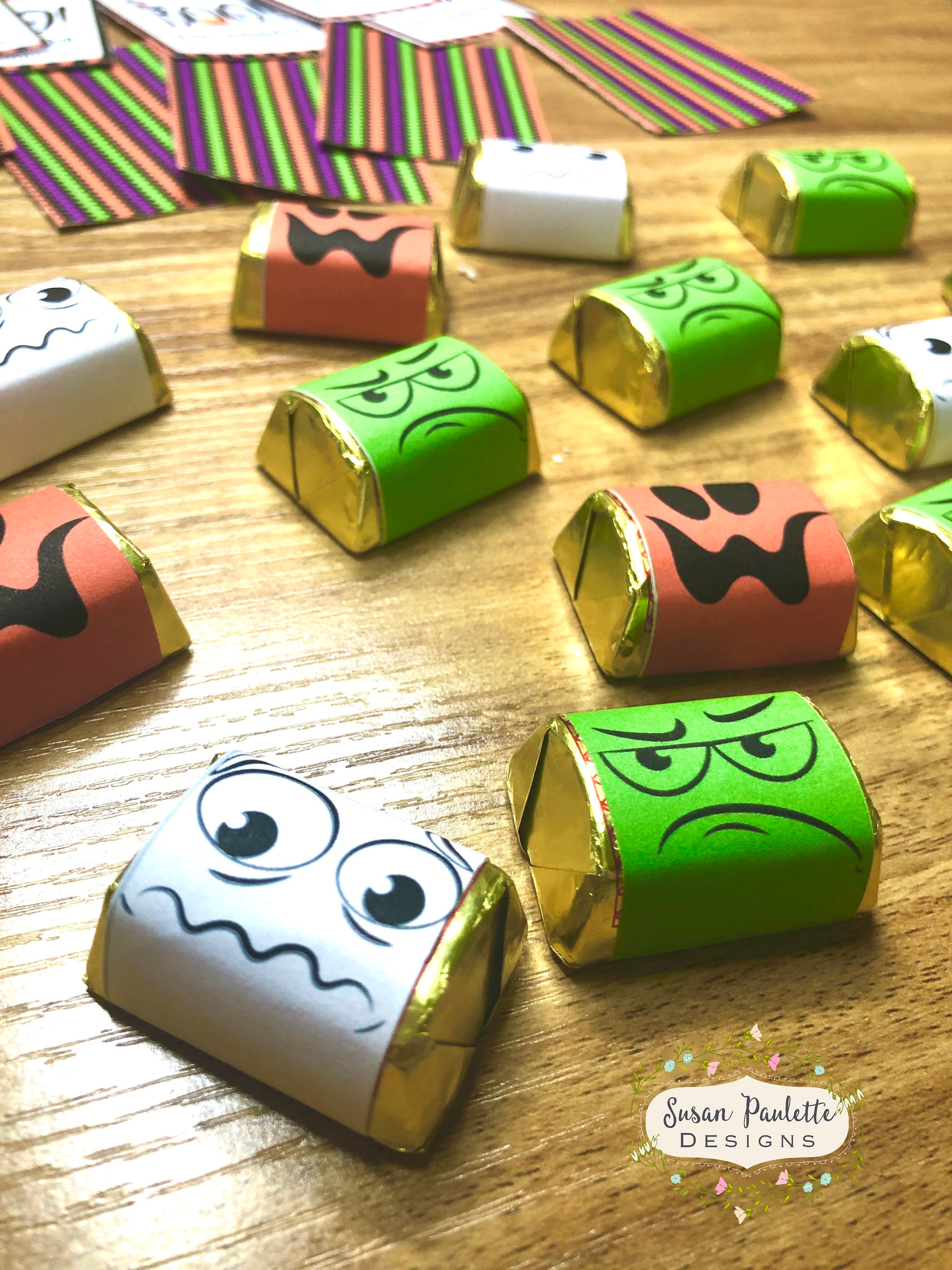 Halloween Candy Wrappers, Birthday Party Favor Nugget Gift Set, Monster Chocolate Wrapper Labels, Trick or Treat, Editable Canva Template