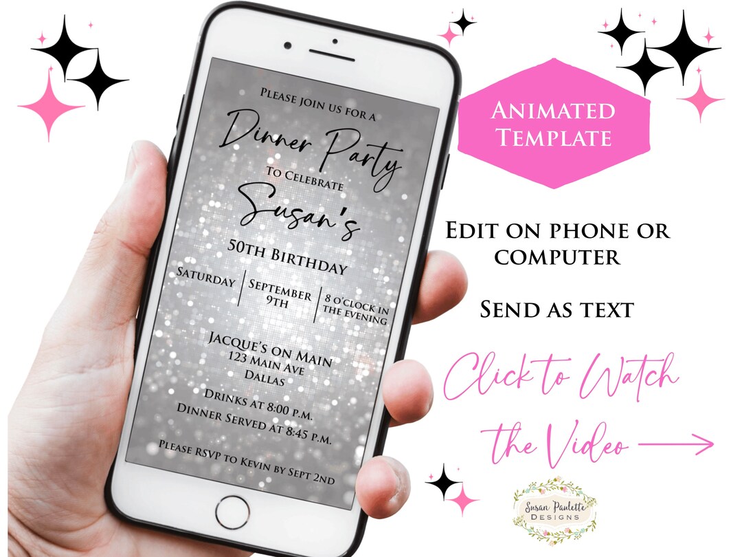 Birthday Dinner Party Invitation, Animated Dinner Party Invite