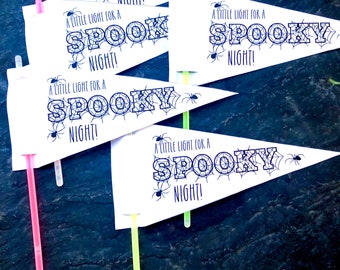 Halloween Glow Stick Topper Flag Tag, Spooky Classroom Halloween Party Favor, Niet-bewerkbaar, Instant Download Non-candy Treat, Trunk of Treat