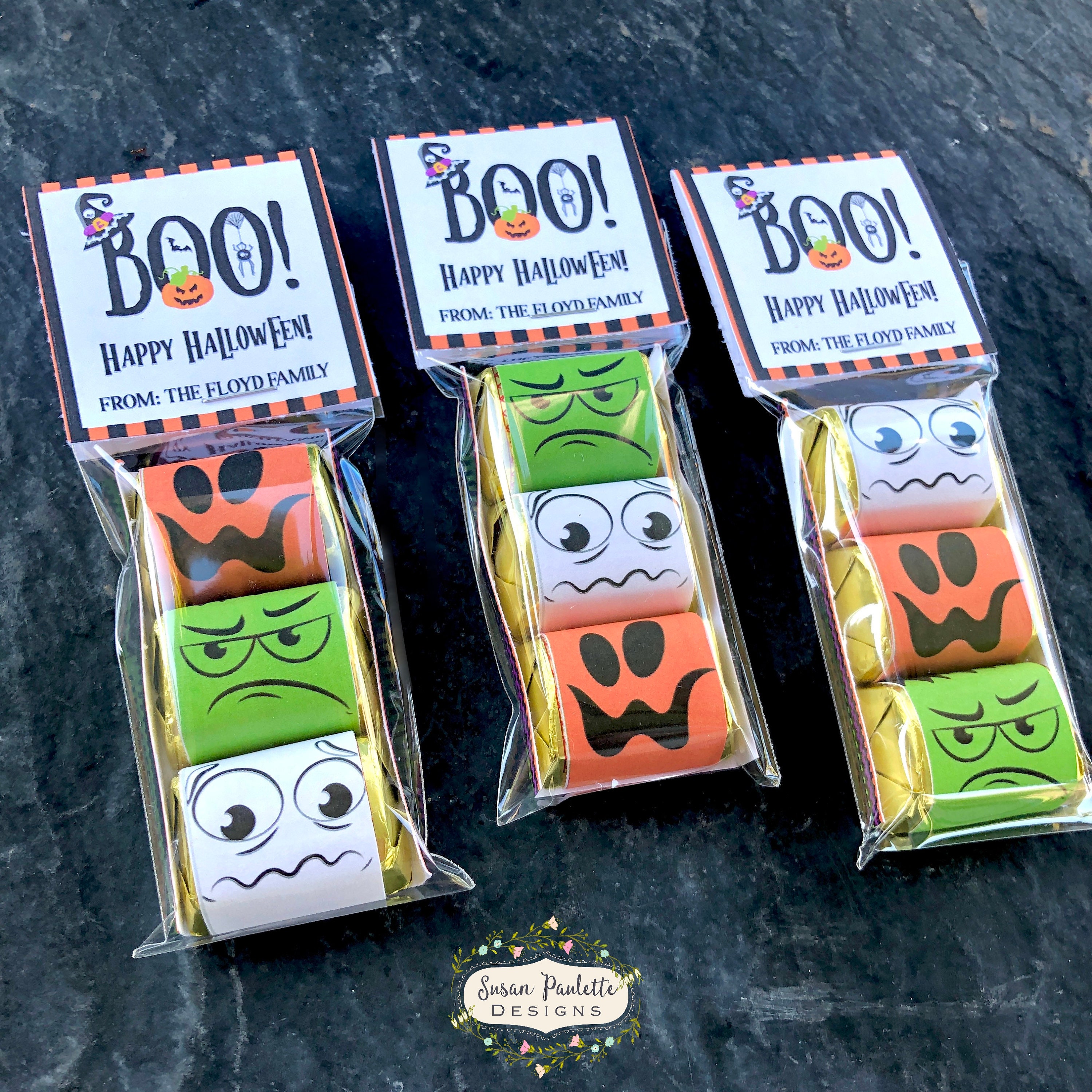 Halloween Candy Wrappers, Birthday Party Favor Nugget Gift Set, Monster Chocolate Wrapper Labels, Trick or Treat, Editable Canva Template