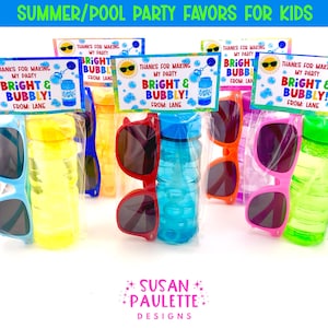 Kids Pool Party Favors, Summer Birthday Party Favors, Summer Camp Sunglasses, Sand & Bubbles Gift, Assembled Goody Bags