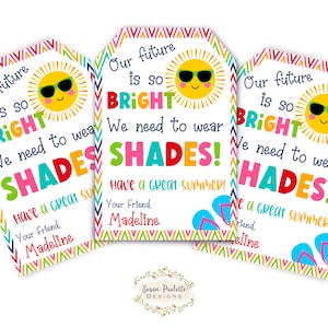 Tagi upominkowe na koniec imprezy szkolnej dla dzieci w klasie, Tagi upominkowe na koniec roku szkolnego dla uczniów, Karta podarunkowa na okulary przeciwsłoneczne Future is So Bright Shades, Canva
