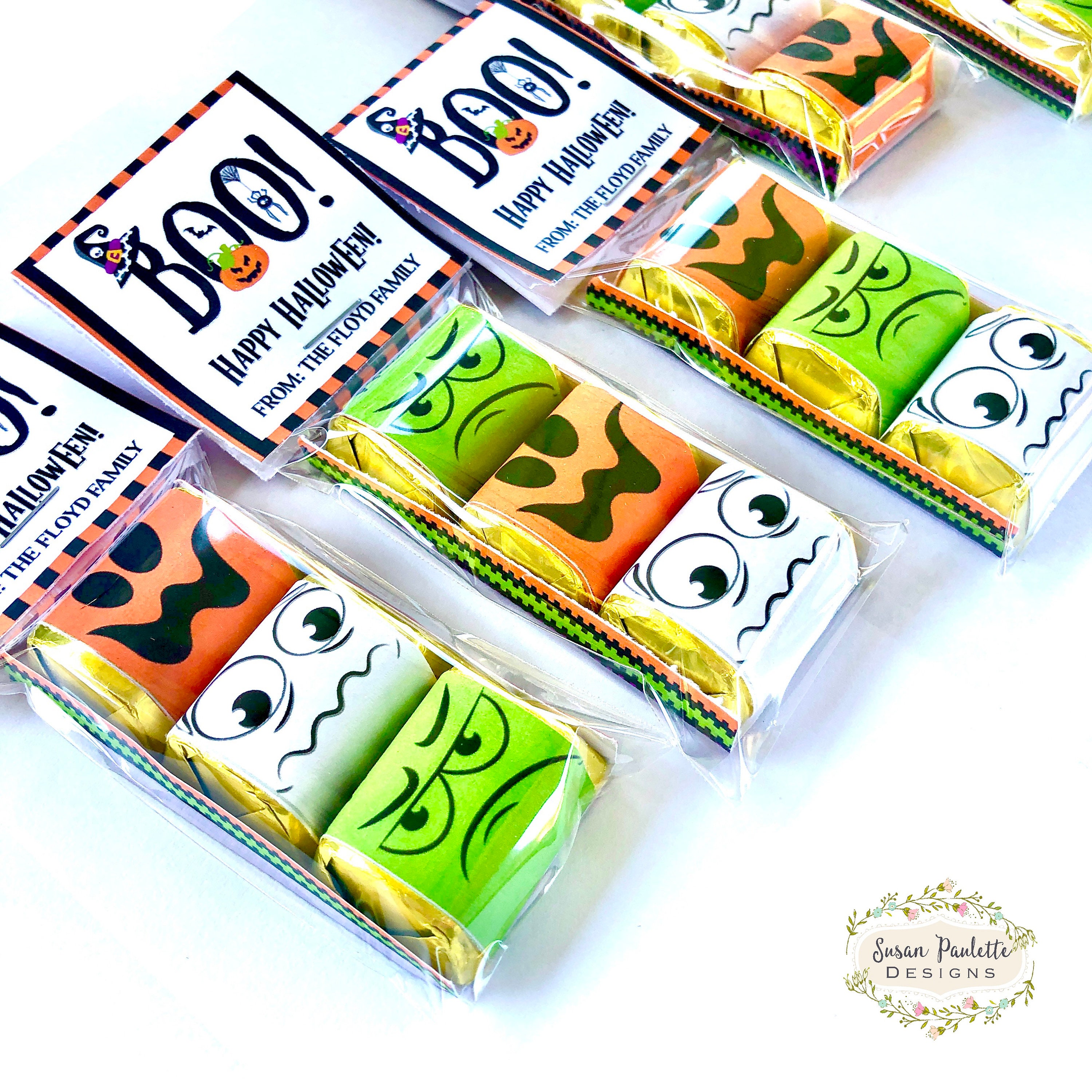 Halloween Candy Wrappers, Birthday Party Favor Nugget Gift Set, Monster Chocolate Wrapper Labels, Trick or Treat, Editable Canva Template