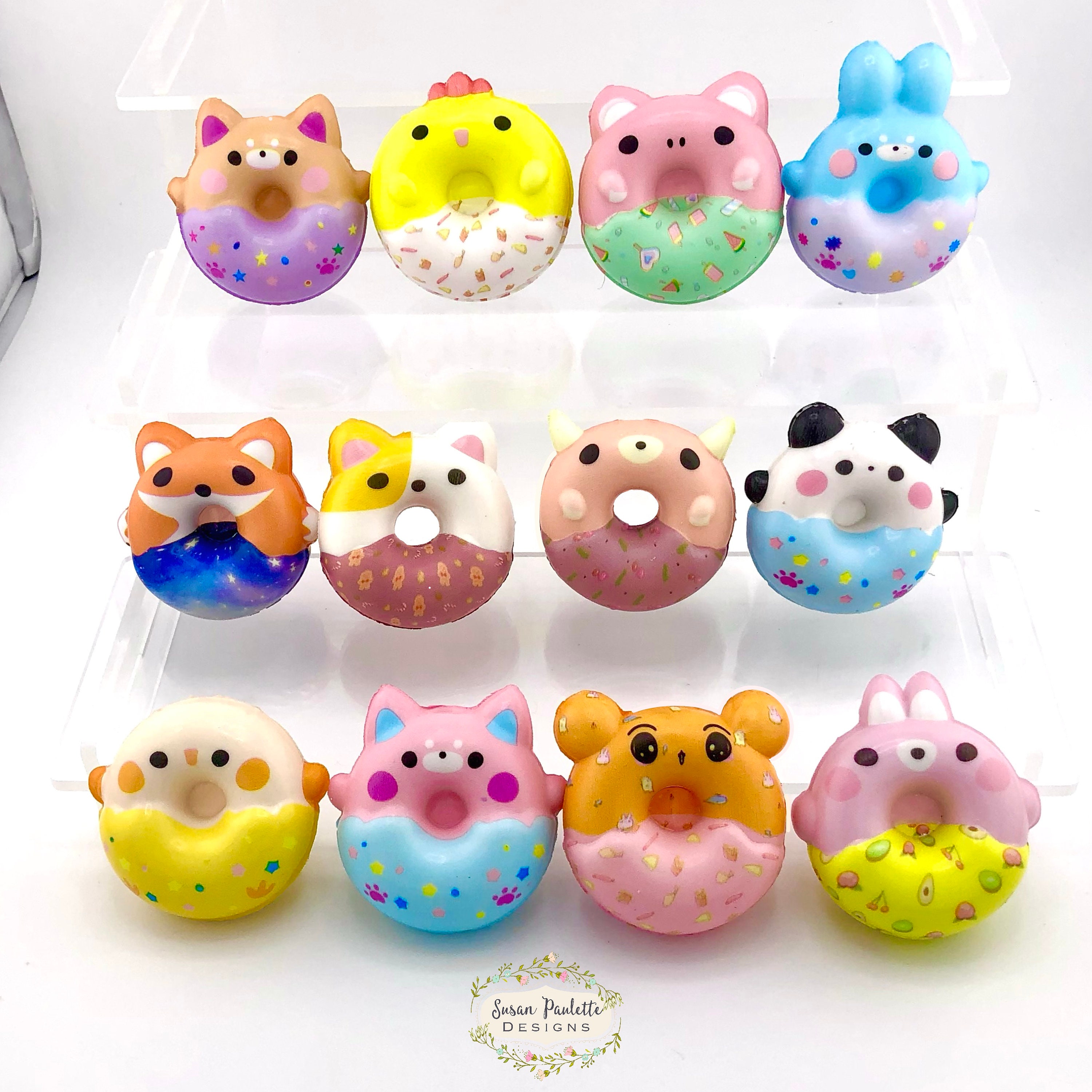 12Pcs Donut Keychain Donut Time Party Favors Goodie Bag
