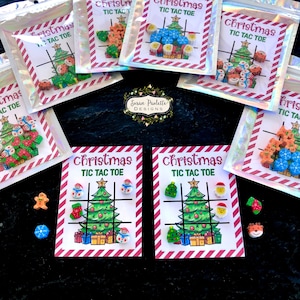 Christmas Party Favors, Holiday Tic Tac Toe Board Set, Teacher Student Xmas Gifts, Christmas Eve Box, Non-Candy Stocking Stuffer, Set of 6