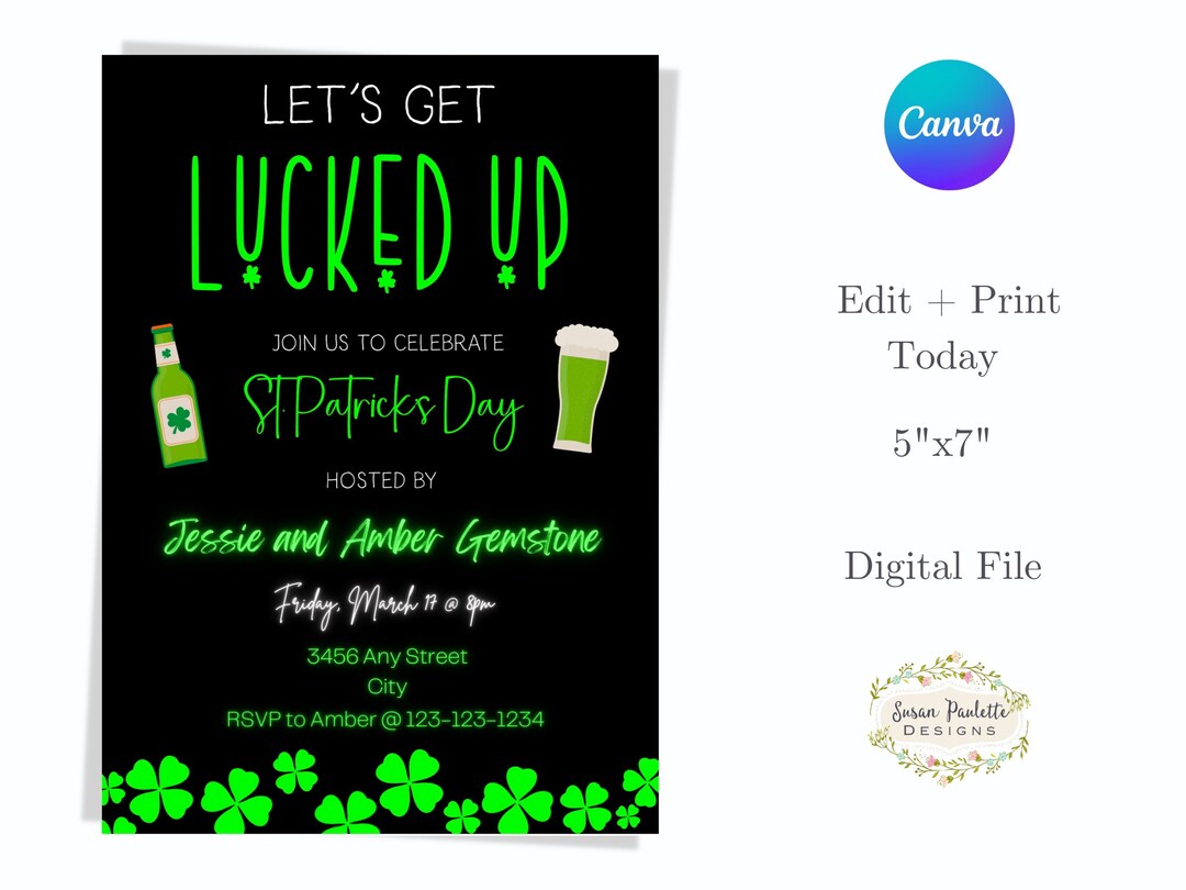 st paddys day editable invite
