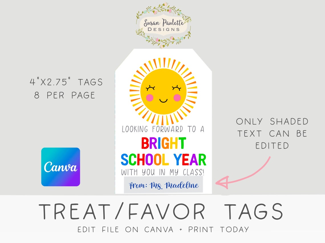 Back to School Tags, Bright School Year Welcome Back Gift Tag, BTS Meet ...